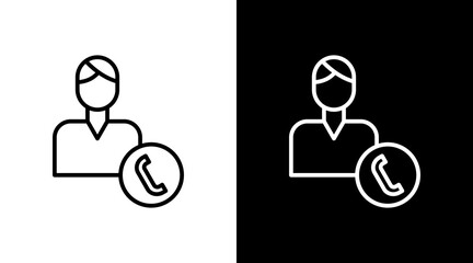 Call Center Outline White Icon Set Design