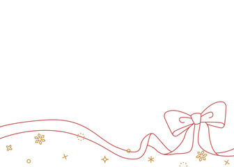 リボンのデコレーションフレーム、背景、雪の装飾、線画