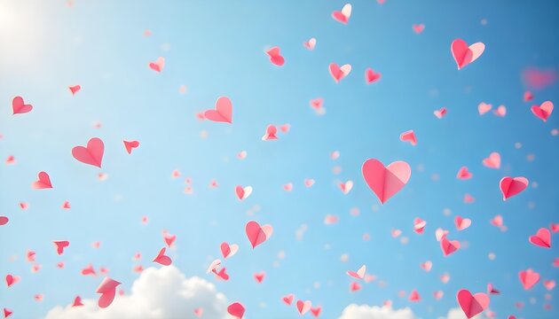 A cascade of pink hearts floating, representing love and romance, perfect for Valentine's Day or a cozy celebration