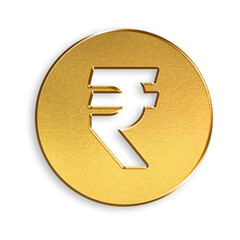 Gold Coin with Cut-Out Indian Rupee Symbol Representing Currency Value
