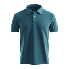Plain Teal Polo Shirt Mockup Front View 3D Rendering on transparent background