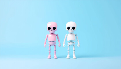 Obraz premium Two skeleton face robot toy. 