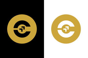 Modern Golden Geometric Letter C Logo