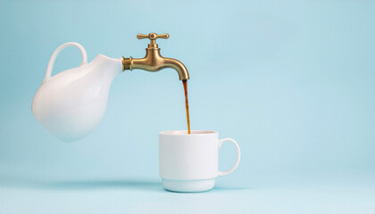 Pouring coffee into a cup.