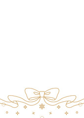 リボンのデコレーションフレーム、背景、雪の装飾、線画、縦向き