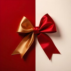Red and golden ribbon bow 