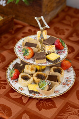 Desert plates with various delicacies