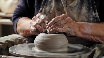 Wheel on wheel shaping shaping pottery hands pottery crafting hands clay clay representing authentic visual style and cinematic detail.