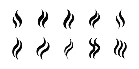 Various black steam and smoke icons set isolated on white background © MdTaz
