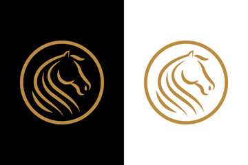 Elegant Horse Logo in Gold Circle