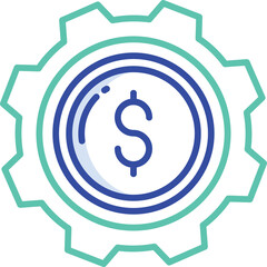 Gear With Dollar Symbol Inside Represents Financial Management And Economic Growth Concept On Transparent Background