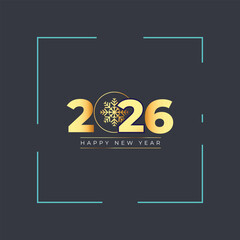 2026 happy new year background with script text and border 