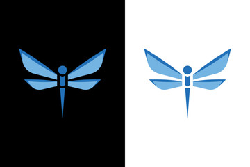 Elegant Blue Dragonfly Icon Design