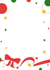 リボンのデコレーションフレーム、円形オブジェクト、ポップなデザイン、縦向き