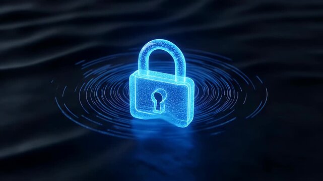 Background cyber circles glowing security on dark wavy padlock padlock icon digital digital lock representing authentic visual style and cinematic detail. - Powered by Adobe