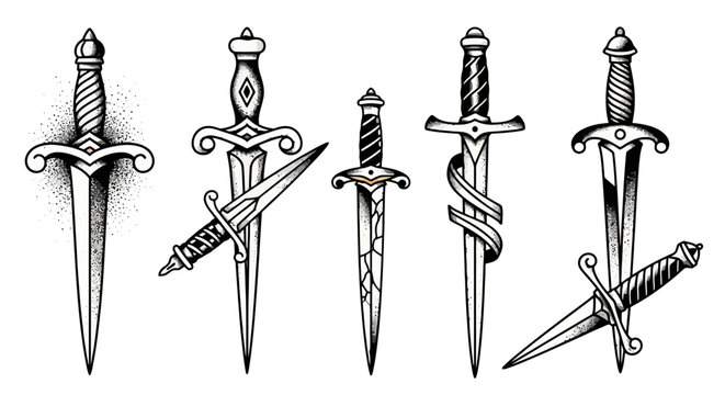 collection of vintage daggers and ornate knives vintage dagger illustration medieval weapon art antique blade collection fantasy sword design