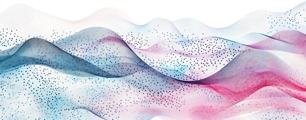 Abstract wave patterns with flowing lines and scattered dots design