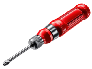 Precision Instrument: An close-up view of a new red screwdriver with chrome features