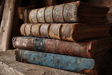 stack of old books