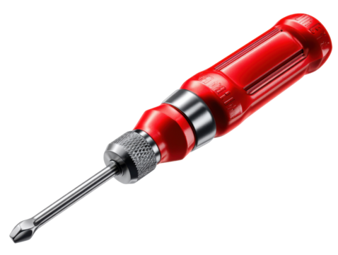 Precision Instrument: An close-up view of a new red screwdriver with chrome features