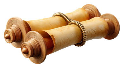 Ancient Scroll Unveiled: A pair of meticulously crafted antique scrolls, bound together, evoke a sense of history, knowledge, and mystery, ready to share their secrets.