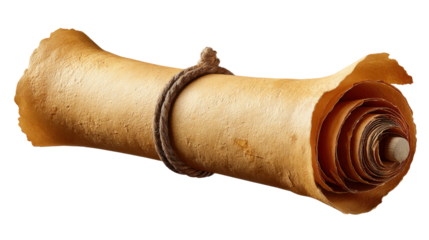 Ancient Papyrus Scroll: An antique papyrus scroll, intricately bound with twine, presents an aura of timeless antiquity, hinting at the potential for discovery of forgotten knowledge and history.
