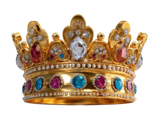 Golden Crown of Majesty: The regal opulence of a golden crown, adorned with jewels, symbolizes power, wealth, and royal heritage.