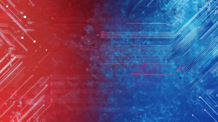 Futuristic Technology Background with Red and Blue Circuit Board Design