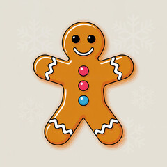 Obraz premium Cute Gingerbread Man Cookie With Holiday Icing and Sweet Festive Style