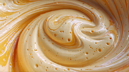 Delicious caramel swirl texture creating sweet dessert backdrop