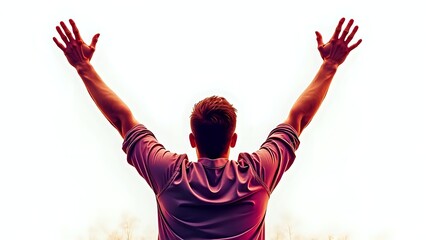 Man Raising Arms in Celebration
