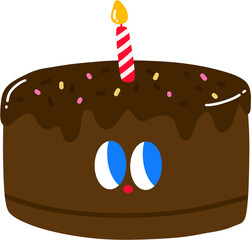 초코 케이크 캐릭터 일러스트