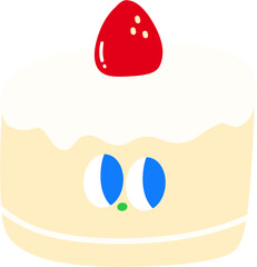 딸기 생크림 케이크 일러스트