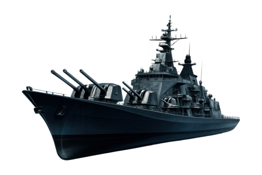 Streamlined fast attack cruiser featuring multiple deck-mounted artillery.