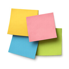 Cluster of colorful sticky notes isolated on transparent background
