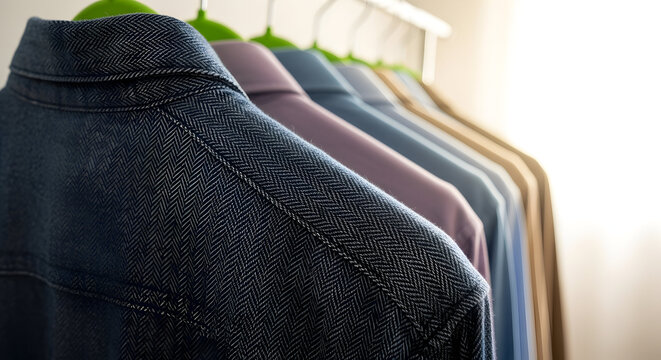 Explore a curated collection of stylish shirts hanging neatly on a rack, perfect for showcasing fashion trends and apparel options for discerning customers.