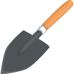 Garden Trowel Tool With Wooden Handle Simple Vector Illustration Transparent Background Close Up