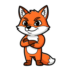 Obraz premium Cute cartoon fox with arms crossed