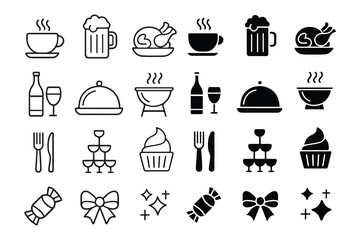 Celebration Icons set for party or holiday event design templates