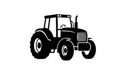 Obraz premium Vector illustration&nbsp;of silhouette icon of a farm tractor viewed from the side, isolated on transparent background