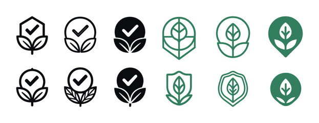 Eco-friendly checkmark icons: green certification symbols for environmental approval