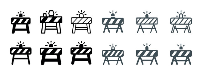 Obraz premium Set of twelve traffic barrier icons in various styles and designs