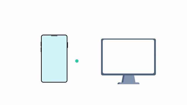 Animated Data Transfer Between Smartphone and Computer Monitor.