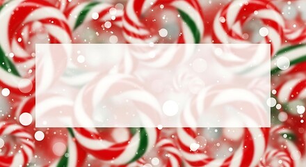 Blurred Swirling Candies Background with Red Green White Colors Bokeh Lights and Clean Copy Space for Festive Holiday Designs