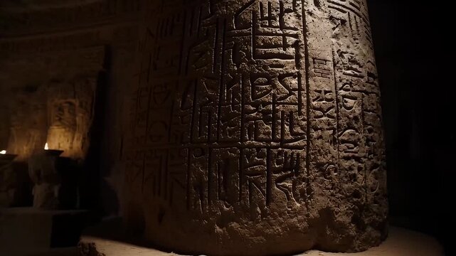 Mysterious Carved Stone Column movie props for film