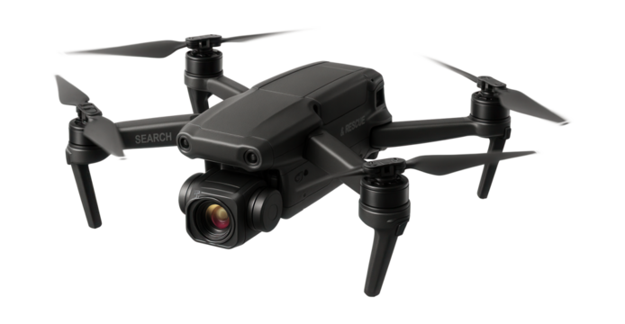 Foldable search and rescue drone with thermal imaging capabilities.