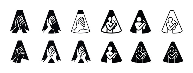 Clapping hands icon set in various artistic styles