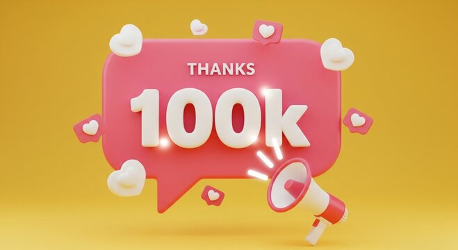 Thanks 100k followers social media celebration concept