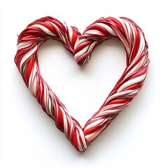 Fototapeta premium candy cane heart shape, fine-line style, white background