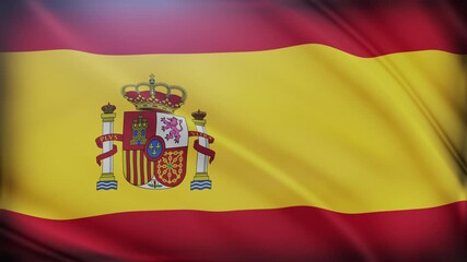 Waving Flag of Spain With Coat of Arms